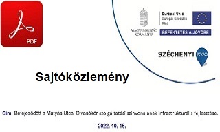 A Mátyás Utcai Olvasókör pályázata megvalósulásának sajtóközleménye.